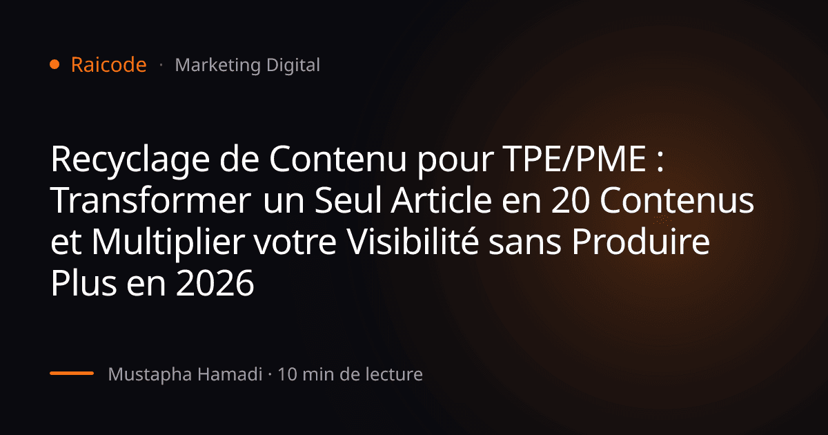Recyclage de Contenu pour TPE/PME : Transformer un Seul Article en 20 Contenus et Multiplier votre Visibilité sans Produire Plus en 2026