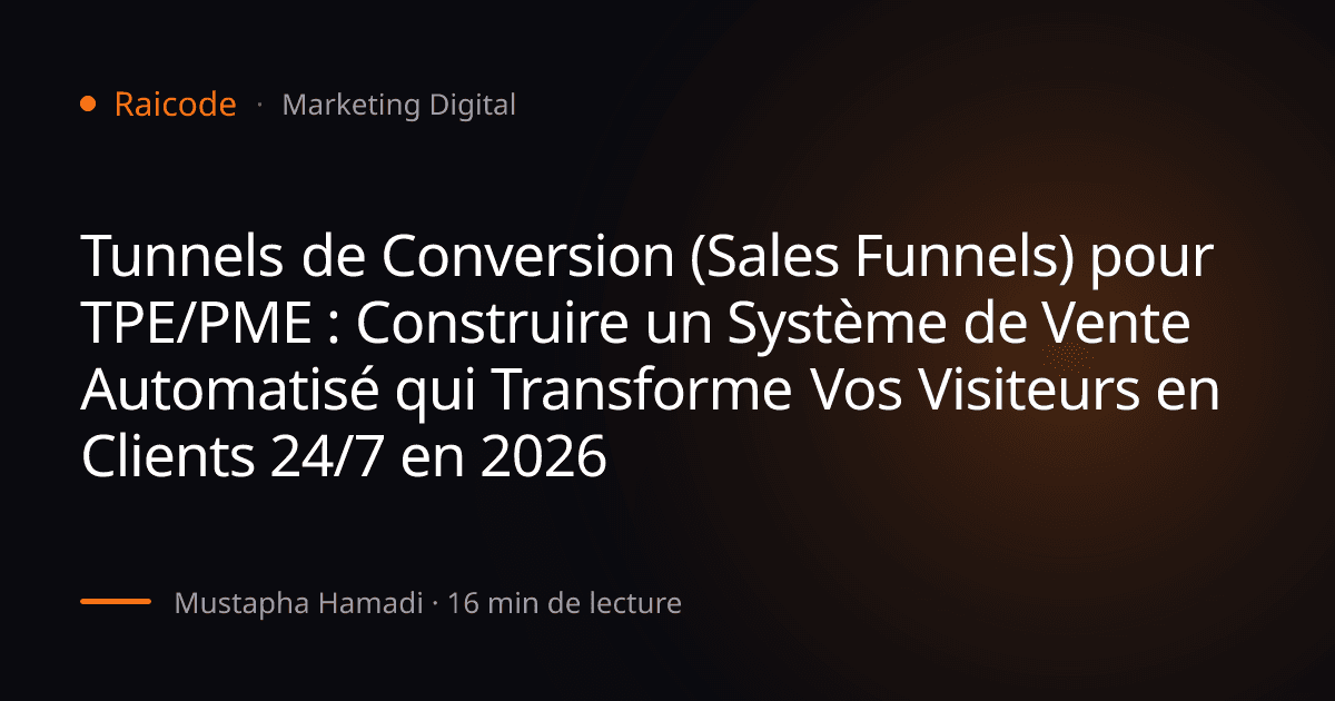 Tunnels de Conversion (Sales Funnels) pour TPE/PME : Construire un Système de Vente Automatisé qui Transforme Vos Visiteurs en Clients 24/7 en 2026