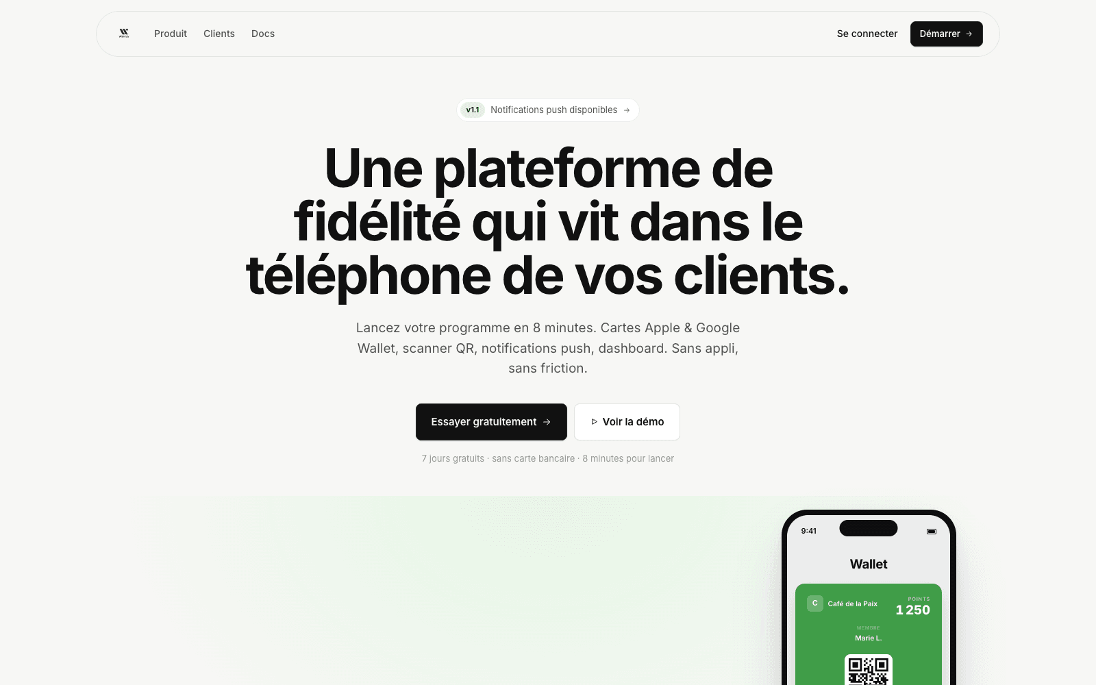 Aperçu du projet Walettly