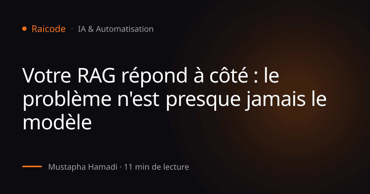 Votre RAG répond à côté : le problème n'est presque jamais le modèle